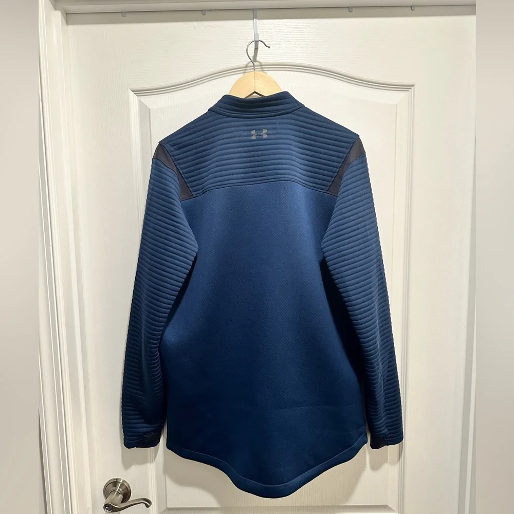 Under Armour Men’s Navy Blue Coldgear Golf Pullover Full Zip Jacket, Size:Large